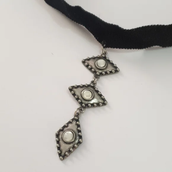 Long pendant adjustable choker boho black/grey - Picture 3 of 14